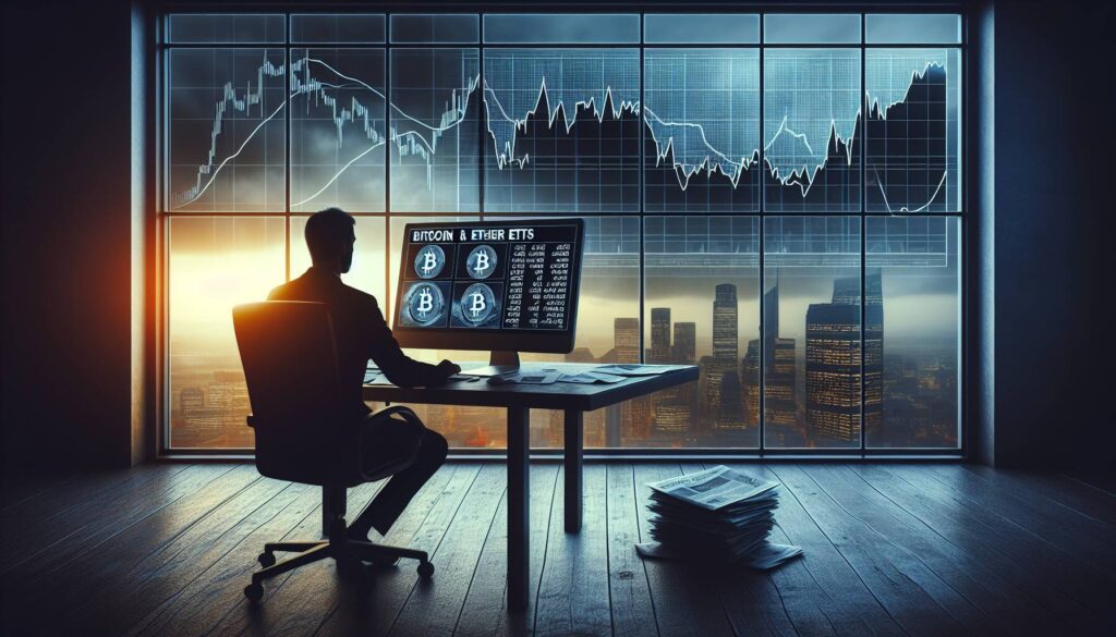 Investor pullback from bitcoin and ether ETFs amid economic uncertainty