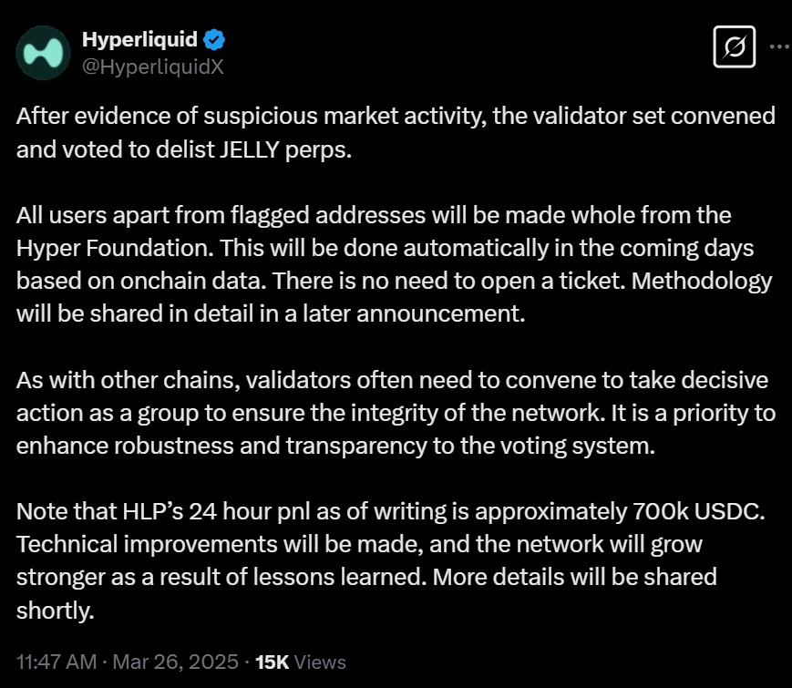 Hyperliquid Delists JELLY Token Perpetual Futures Amid Market Manipulation Claims