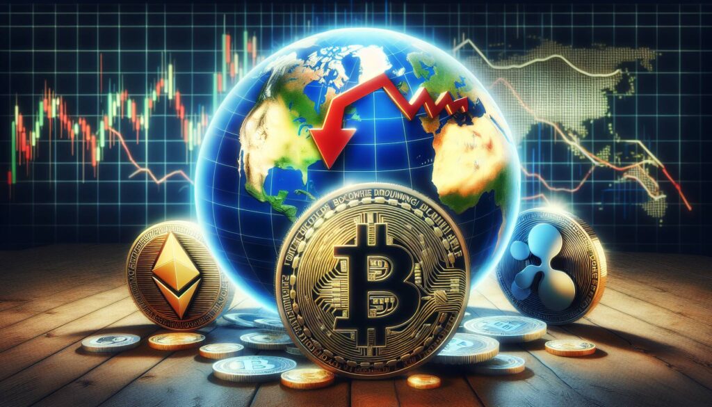 Market downturns impact Bitcoin and major cryptocurrencies amid global economic concerns