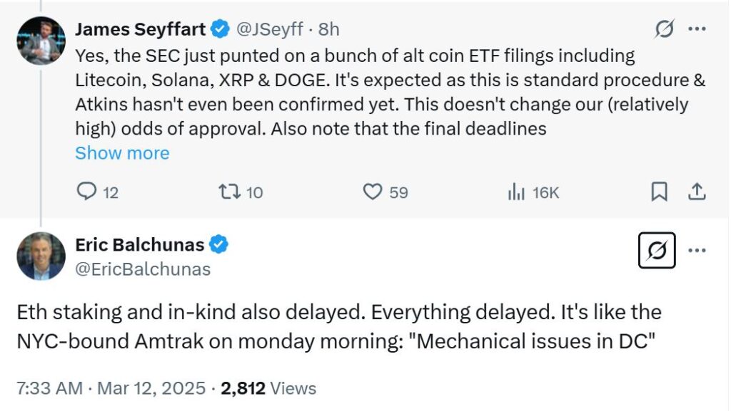 SEC Delays Approval of Altcoin ETFs Amid Market Anticipation