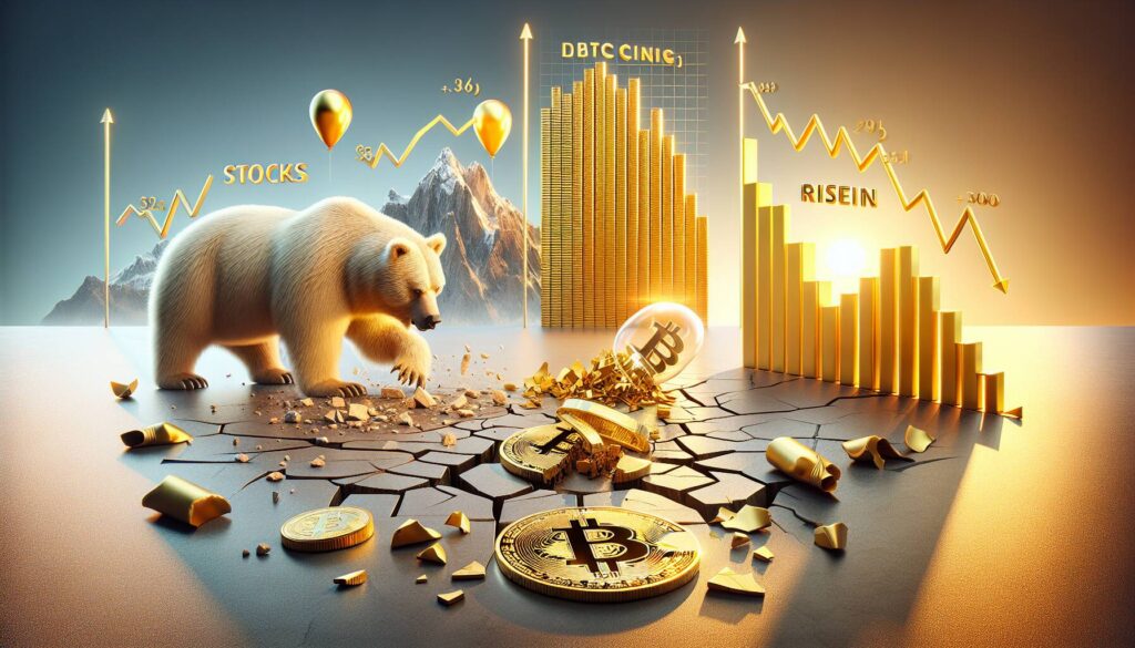 Stocks drop as bitcoin falls and gold rises