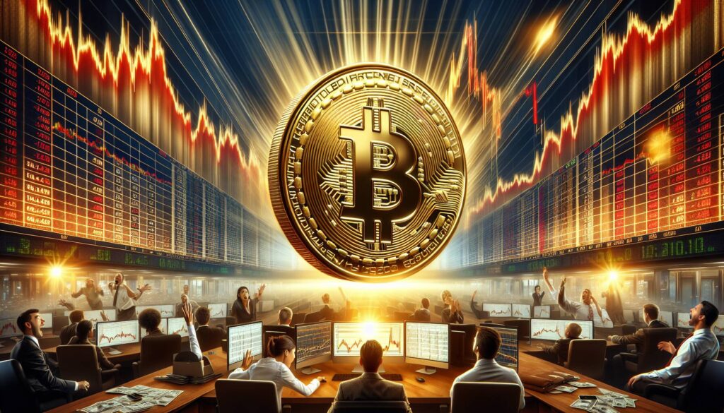 Bitcoin rises amid stock market declines