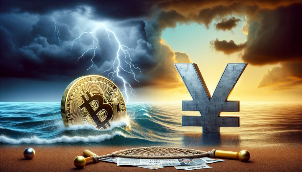 Bitcoin struggles as yen emerges as safe haven amidst economic uncertainties