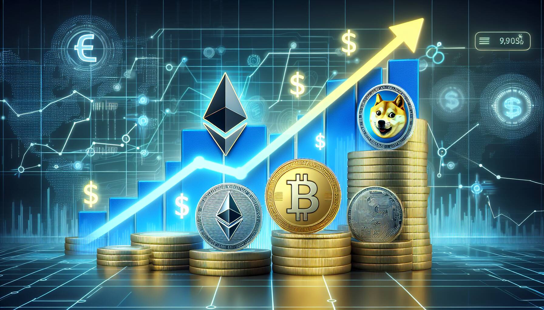 Crypto market surge leads by Ether and Dogecoin gains