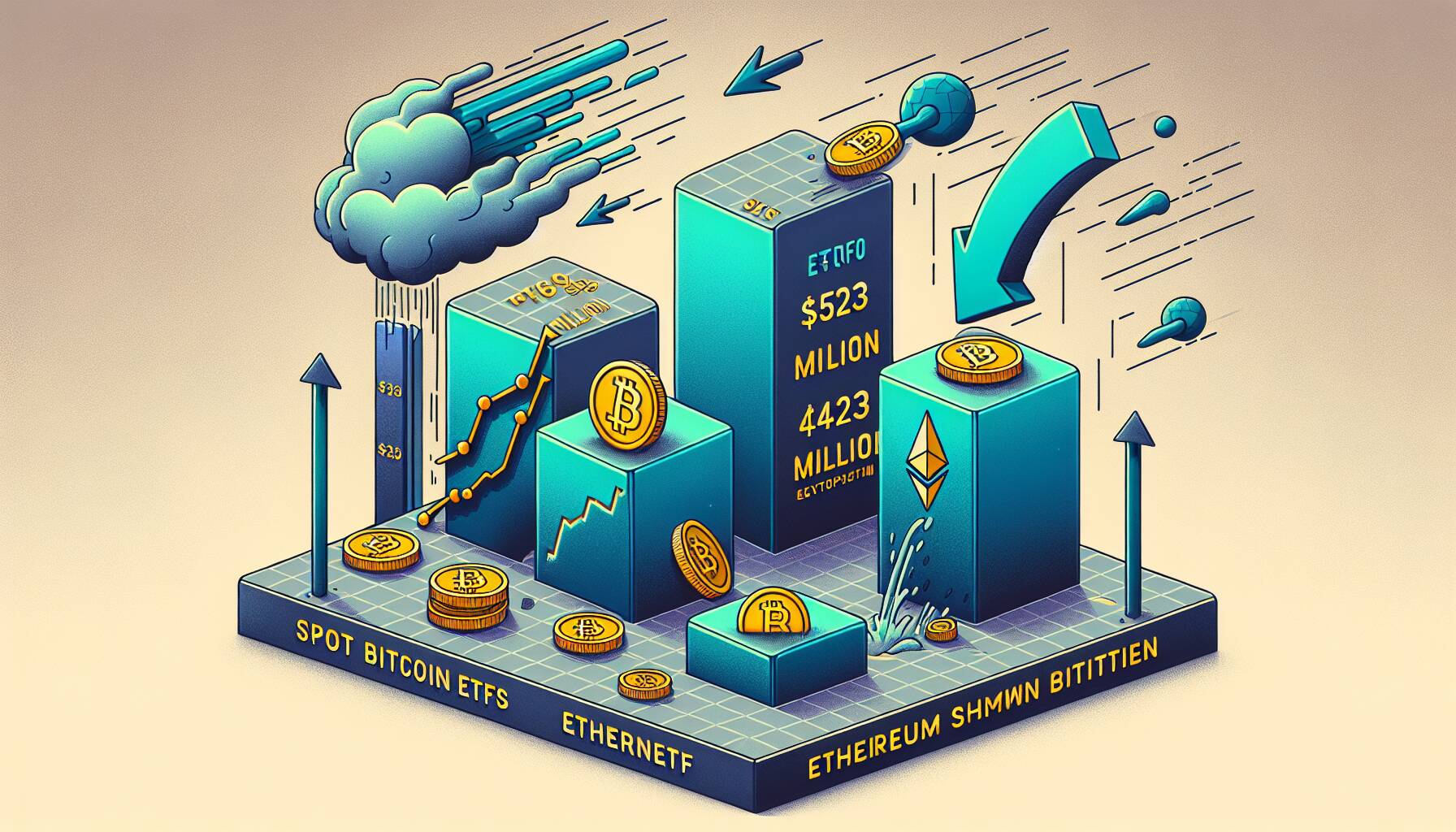 Spot Bitcoin ETFs post $523 million in daily outflows, Ethereum ETFs shed $422 million as macro factors prompt investor repositioning