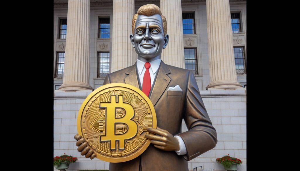 Giant Trump Statue Holding Bitcoin Displayed Outside US Capitol to Mark Fed Rate Decision - WJLA